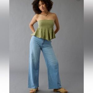 AE Dreamy Drape Stretch Curvy Super High-Waisted Baggy Wide-Leg Jean